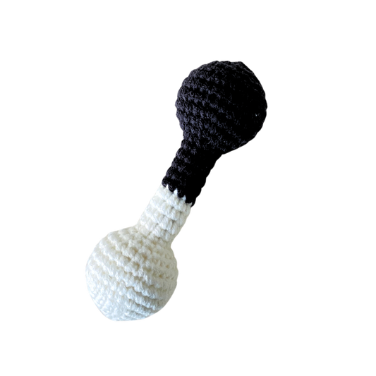 Black and White Crochet Bell Rattle