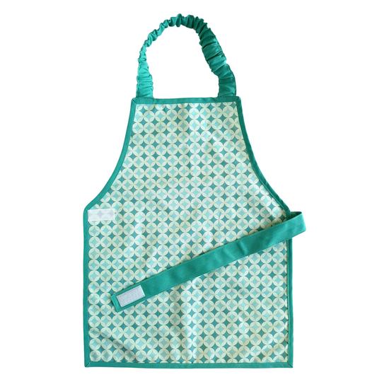 Montessori Apron Aqua in Organic Oeko-Tex Cotton (water and stain resistant)