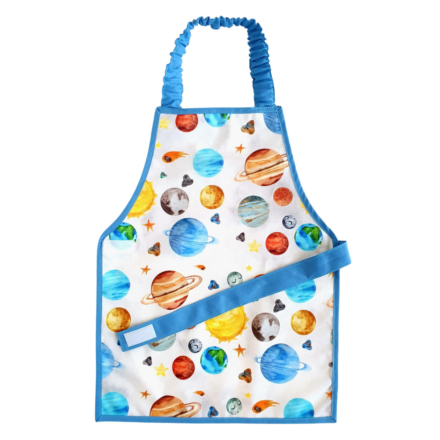 Montessori Apron Planets in Organic Oeko-Tex Cotton (water and stain resistant)
