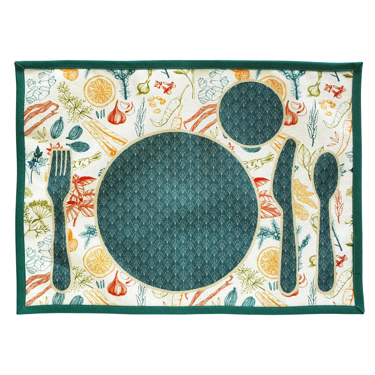 Montessori Placemat Herbs in Organic Oeko-Tex Cotton (water and stain resistant)