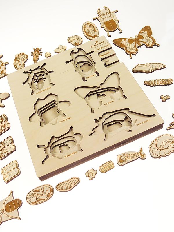 Mehrschichtiges Montessori-Puzzle „Das Leben eines Käfers“.