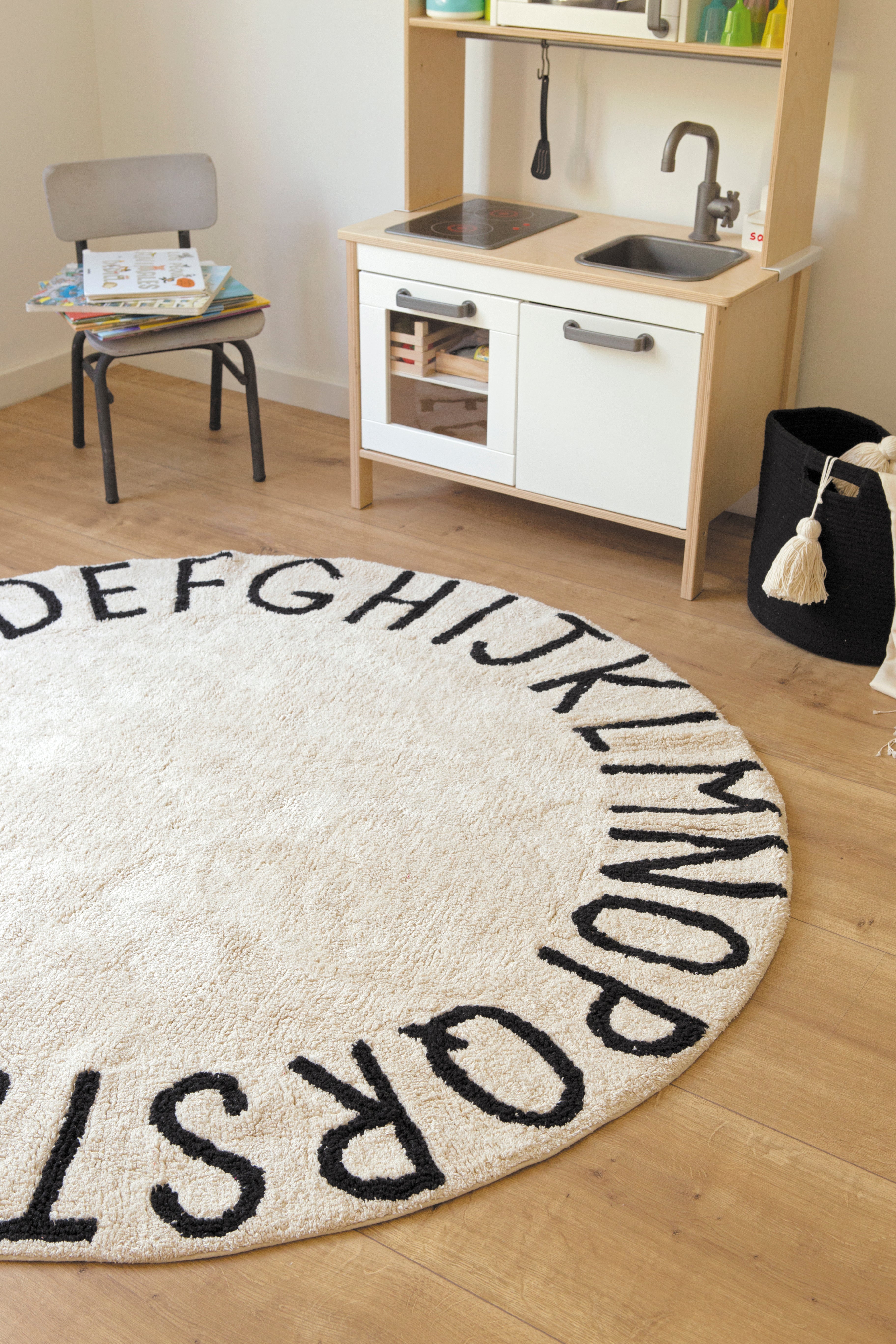 Washable Round ABC Rug Manine Montessori   C ABC NBK 7 