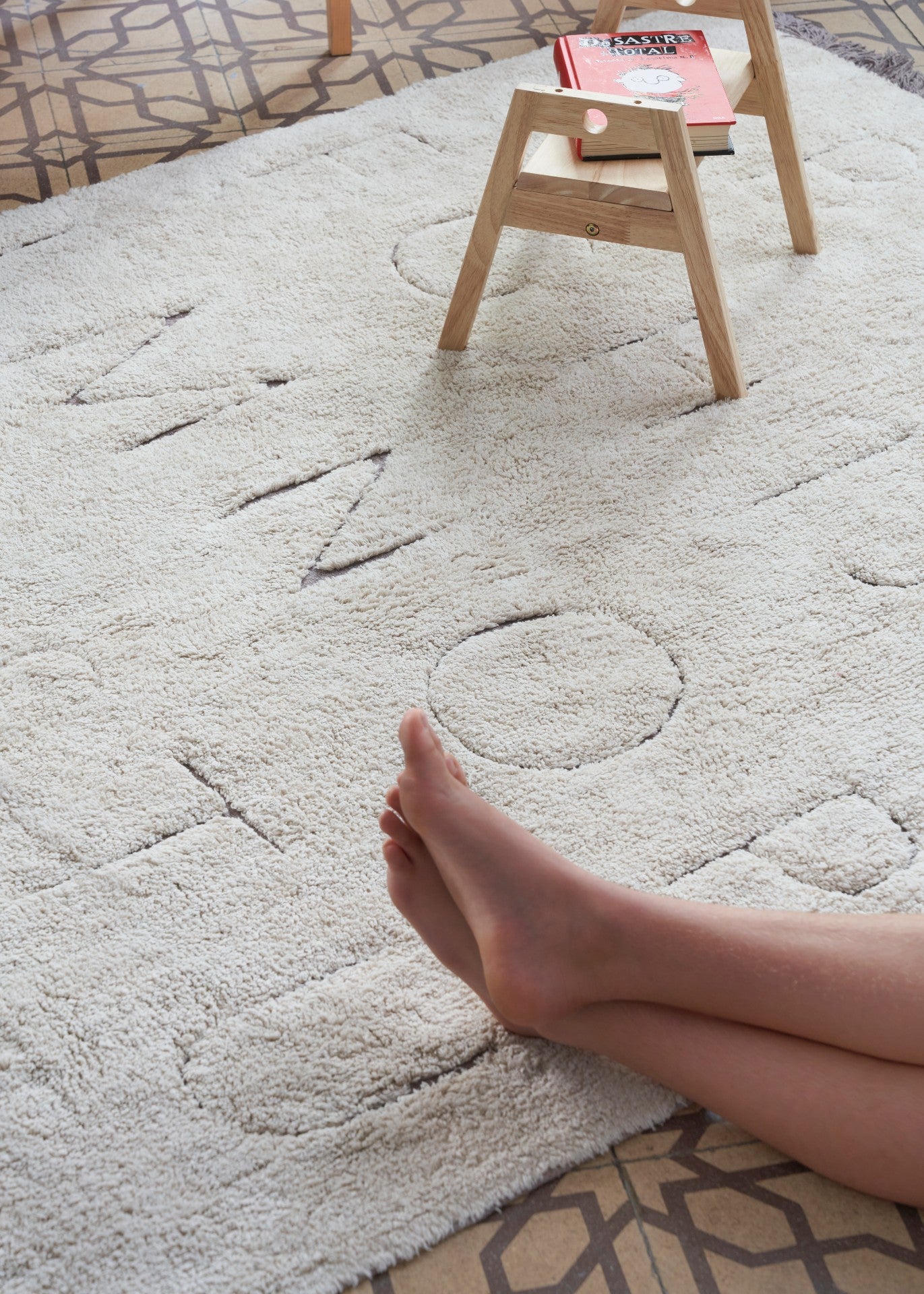 Waschbarer ABC-Teppich aus recycelter Baumwolle